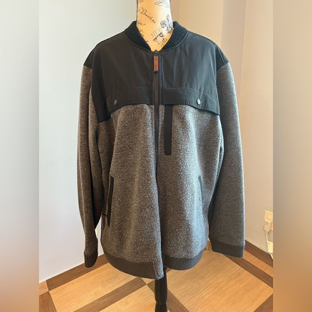 Woolrich Charcoal Heather Lined Full Zip Jacket Coat Heavy Weight Wool Blend 2XL